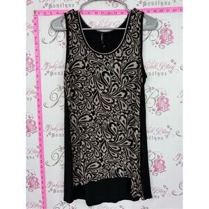 EDISTA tank Sleeveless Black Tank Top with Beige Paisley Print